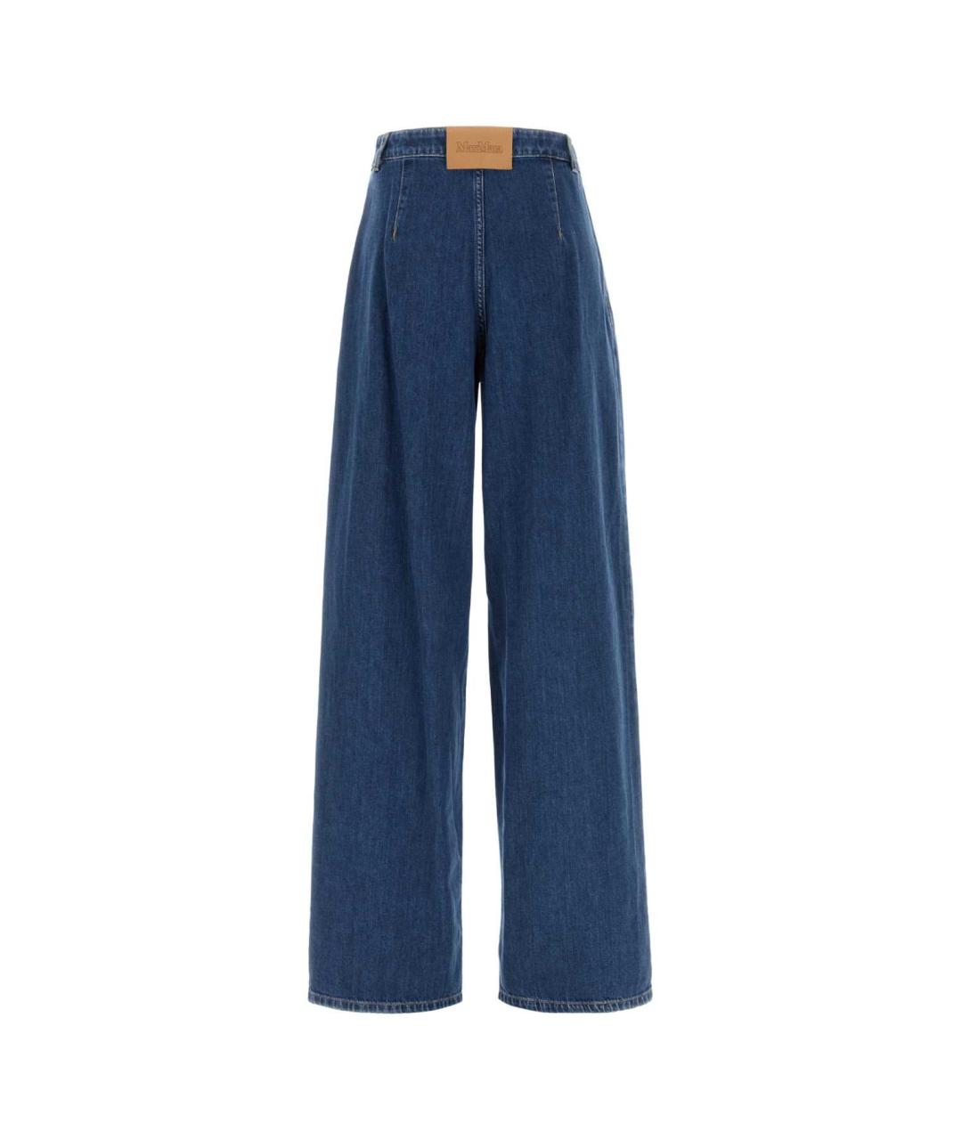 MAX MARA STUDIO Синие хлопковые прямые брюки, фото 2