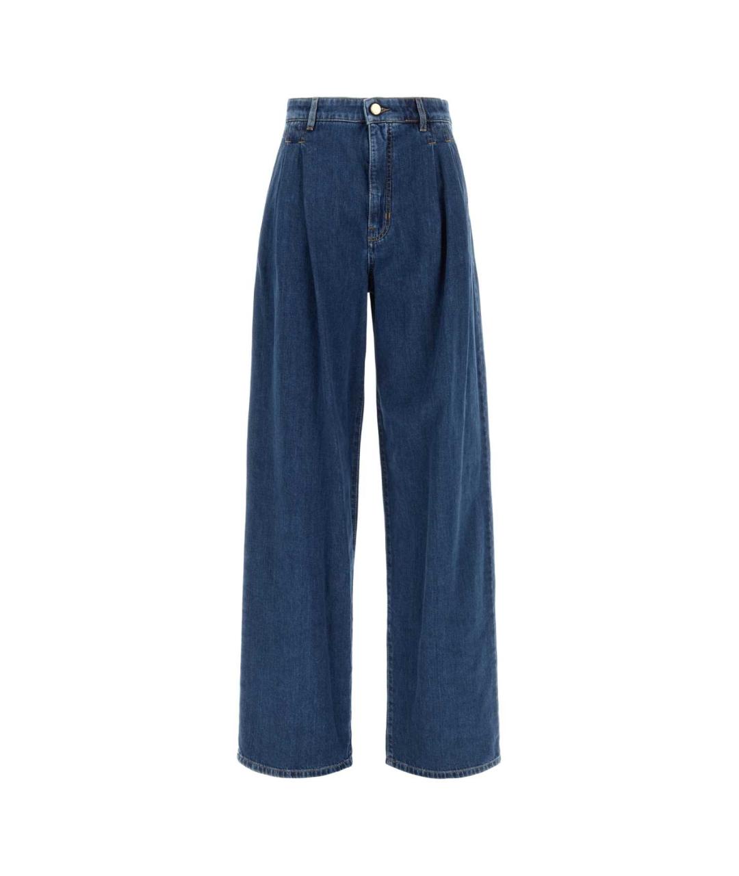 MAX MARA STUDIO Синие хлопковые прямые брюки, фото 1