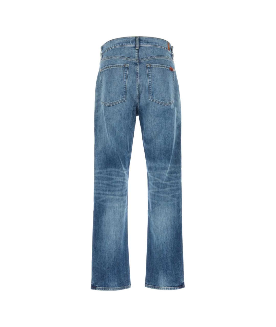 7 FOR ALL MANKIND Синие хлопковые прямые джинсы, фото 2