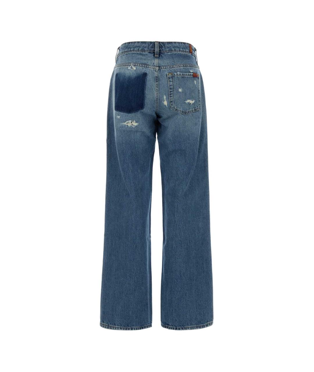 7 FOR ALL MANKIND Синие хлопковые прямые джинсы, фото 2
