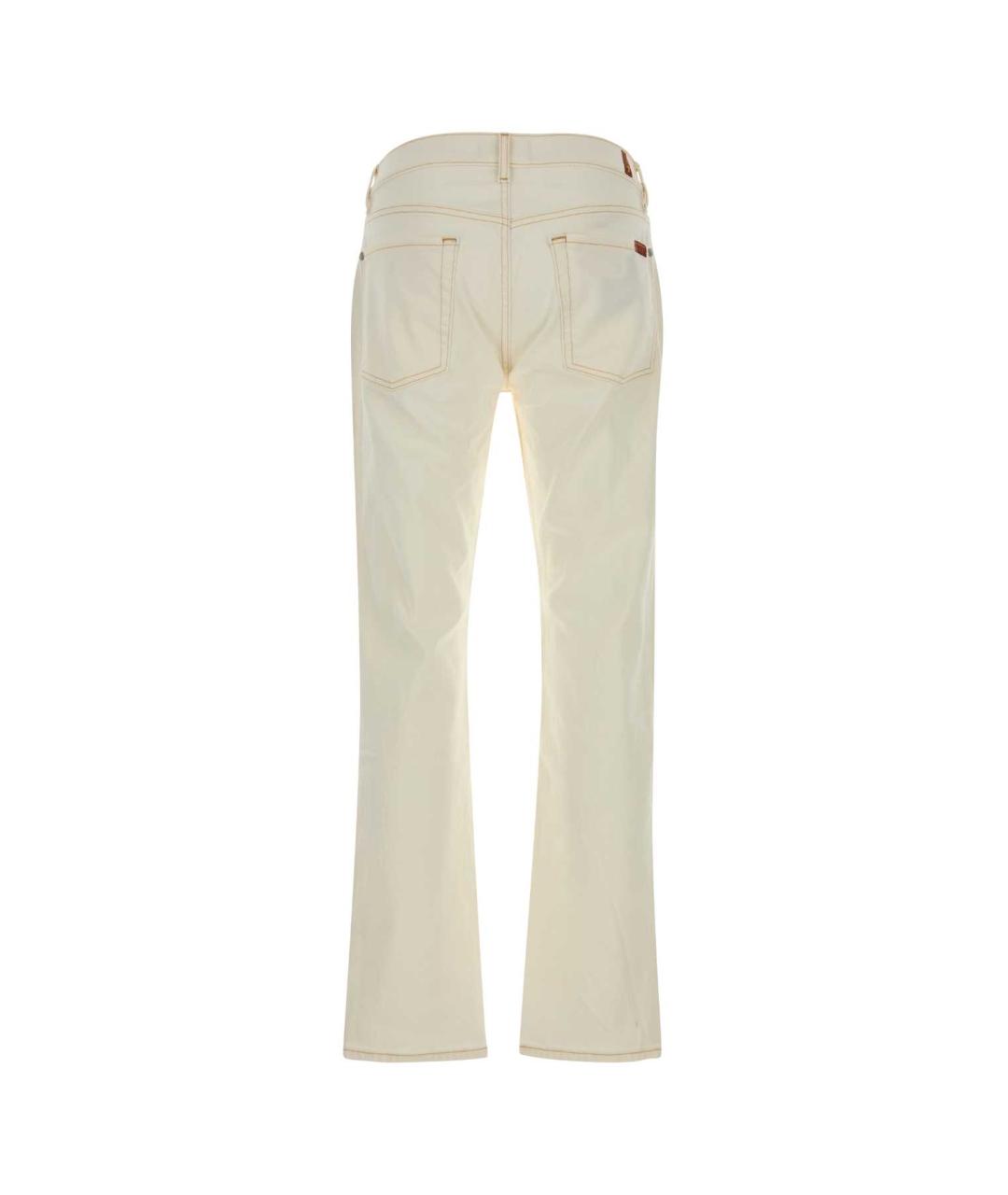 7 FOR ALL MANKIND Белые хлопковые прямые джинсы, фото 2