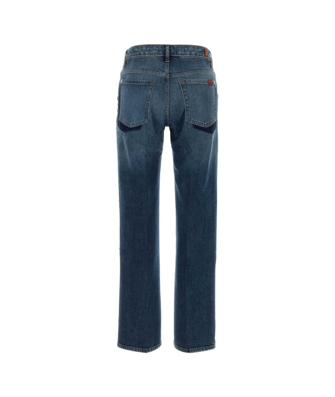 7 FOR ALL MANKIND Синие хлопковые прямые джинсы, фото 2
