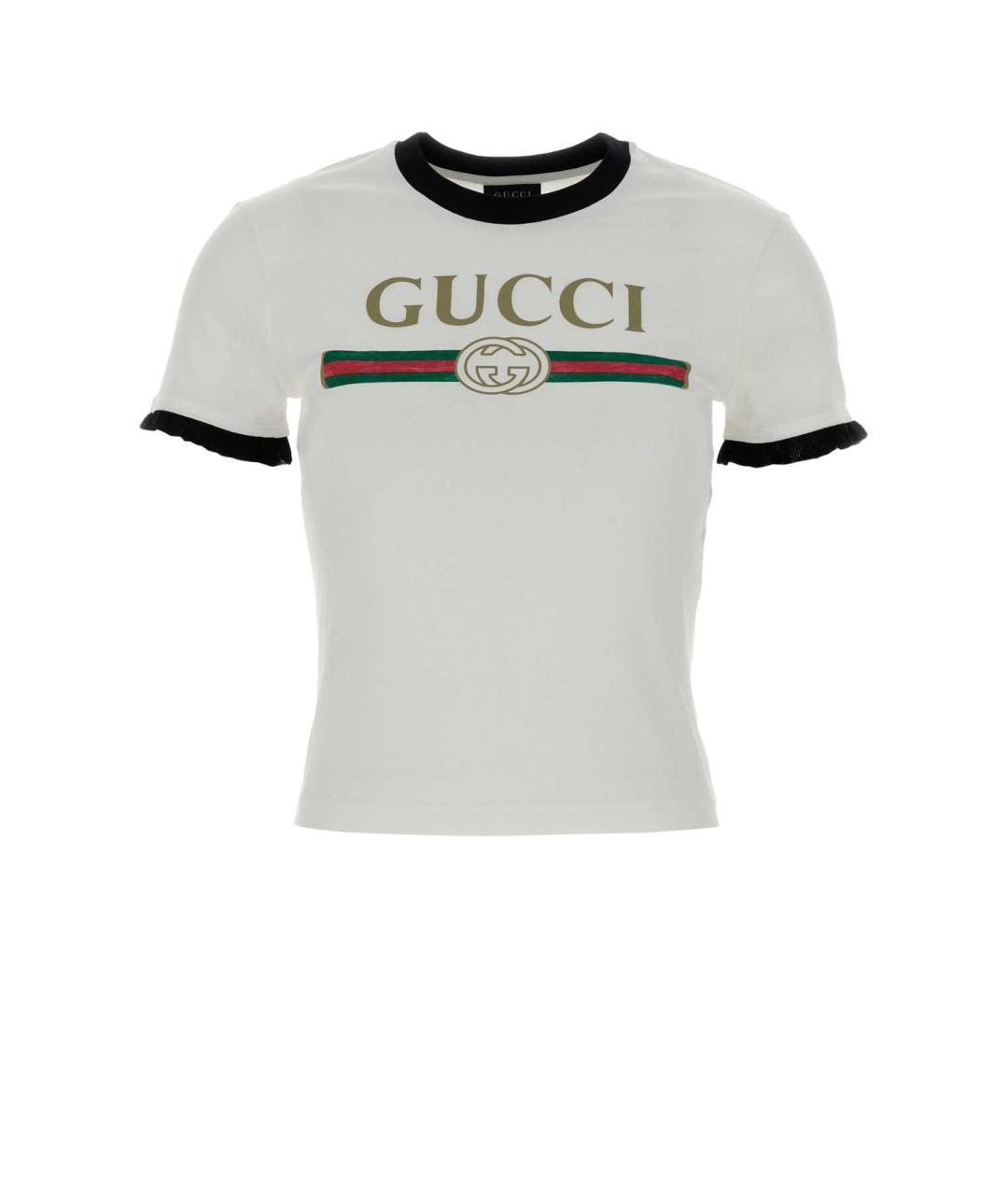 GUCCI Белая хлопковая футболка, фото 1