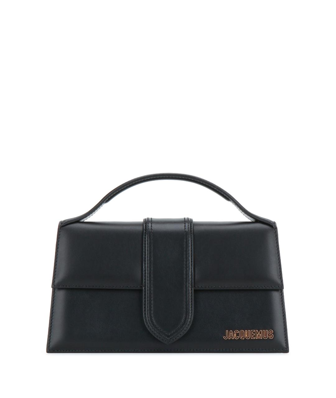JACQUEMUS Черная кожаная сумка с короткими ручками, фото 1