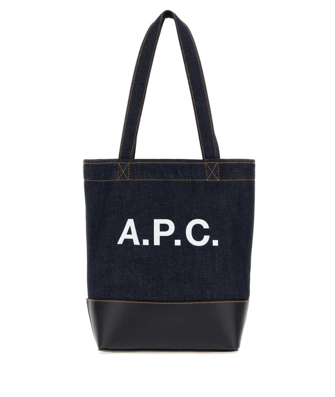 A.P.C. Синяя хлопковая сумка тоут, фото 3