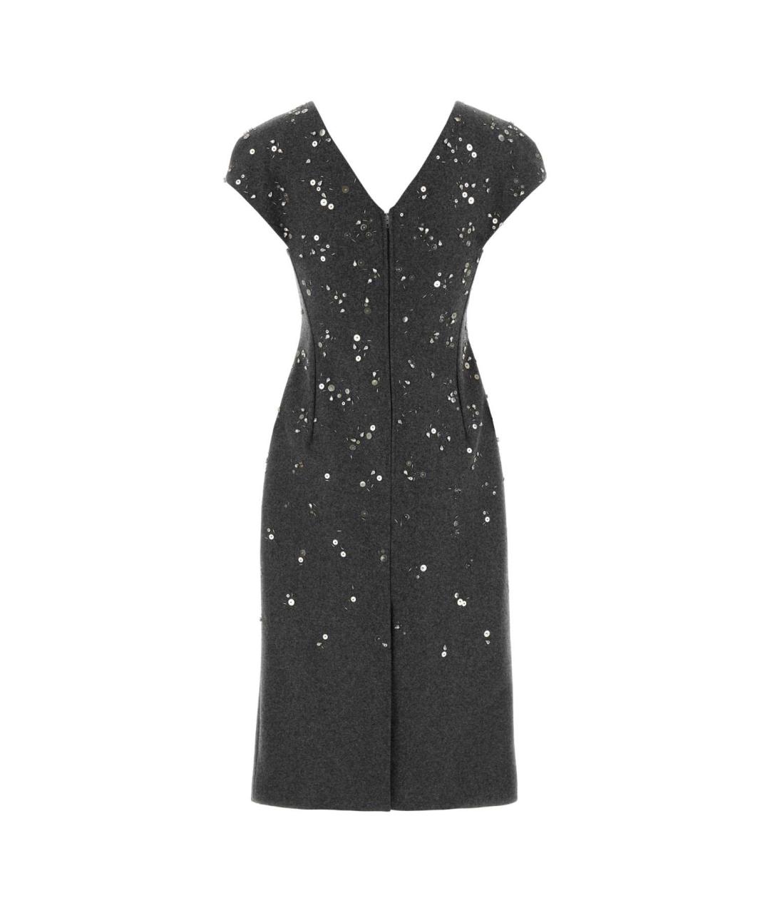 JIL SANDER Серое шерстяное коктейльное платье, фото 2