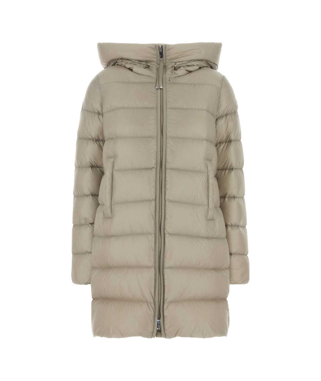 MONCLER Бежевый полиамидовый пуховик, фото 1