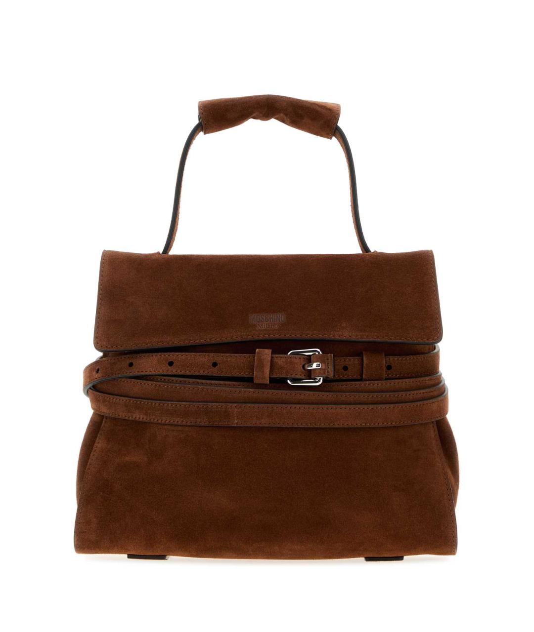 MOSCHINO Коричневая кожаная сумка с короткими ручками, фото 1