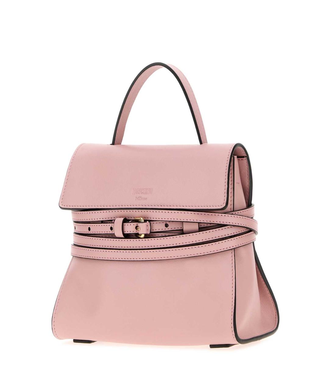 MOSCHINO Розовая кожаная сумка с короткими ручками, фото 2