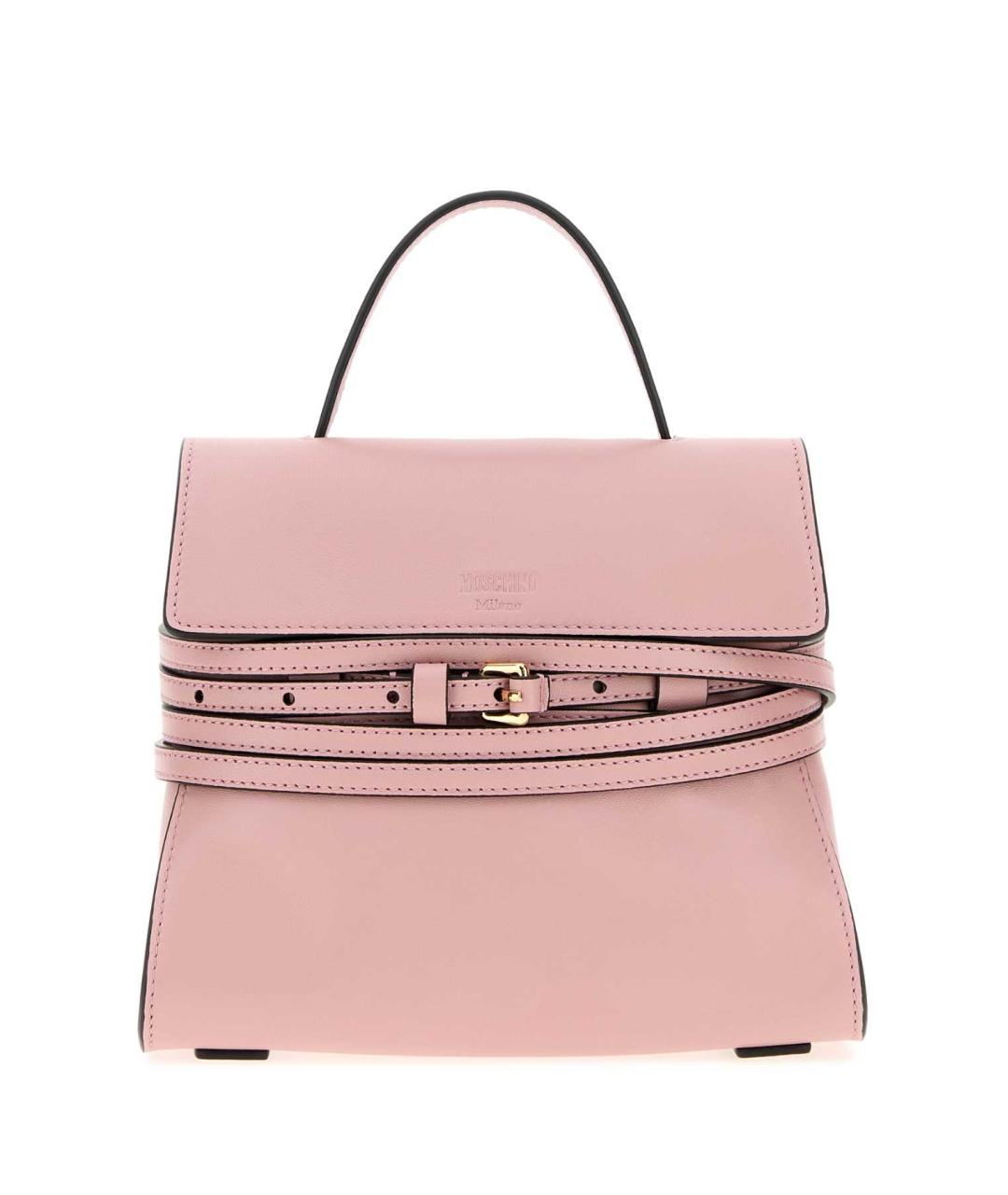 MOSCHINO Розовая кожаная сумка с короткими ручками, фото 1