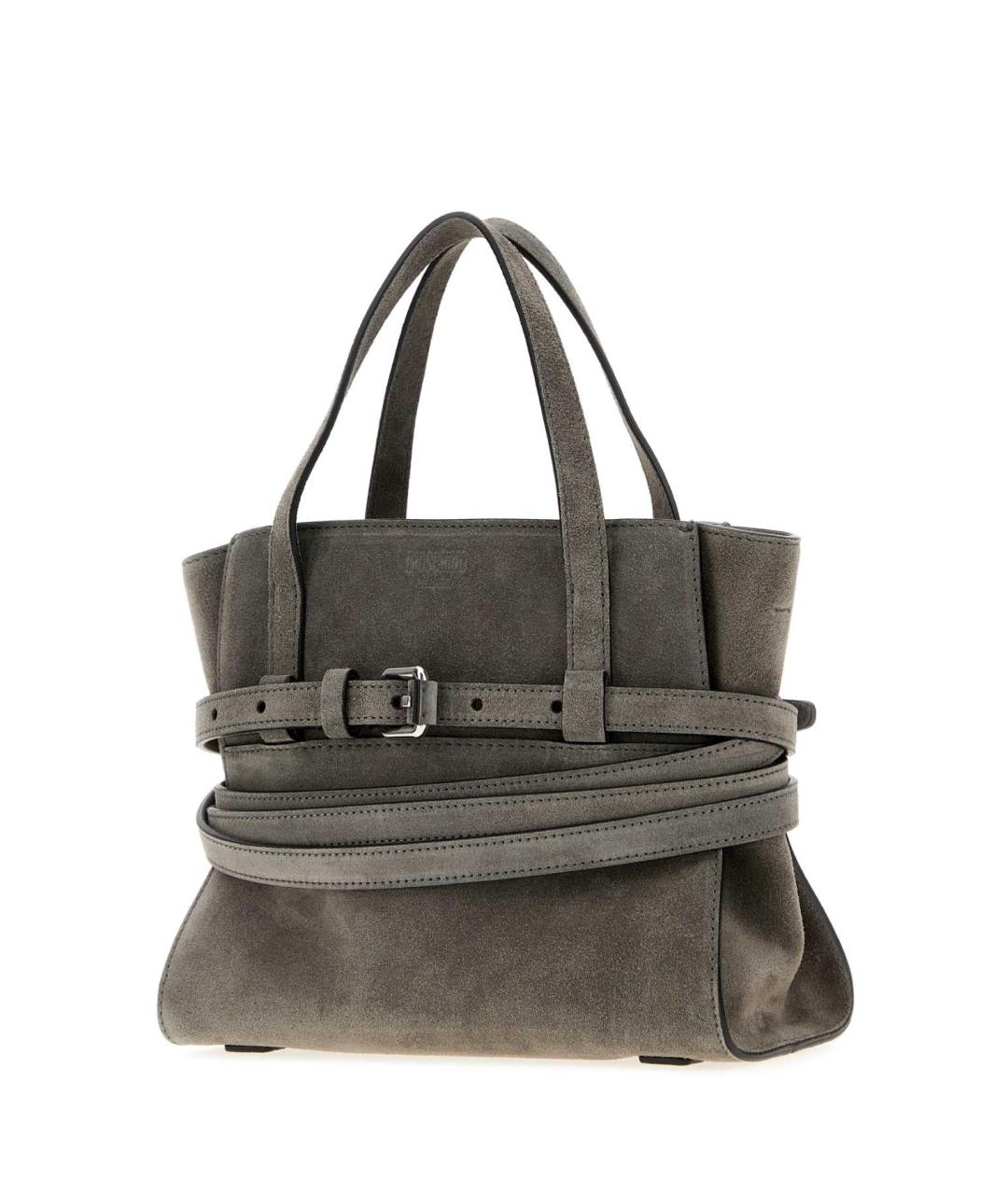 MOSCHINO Серая кожаная сумка с короткими ручками, фото 2
