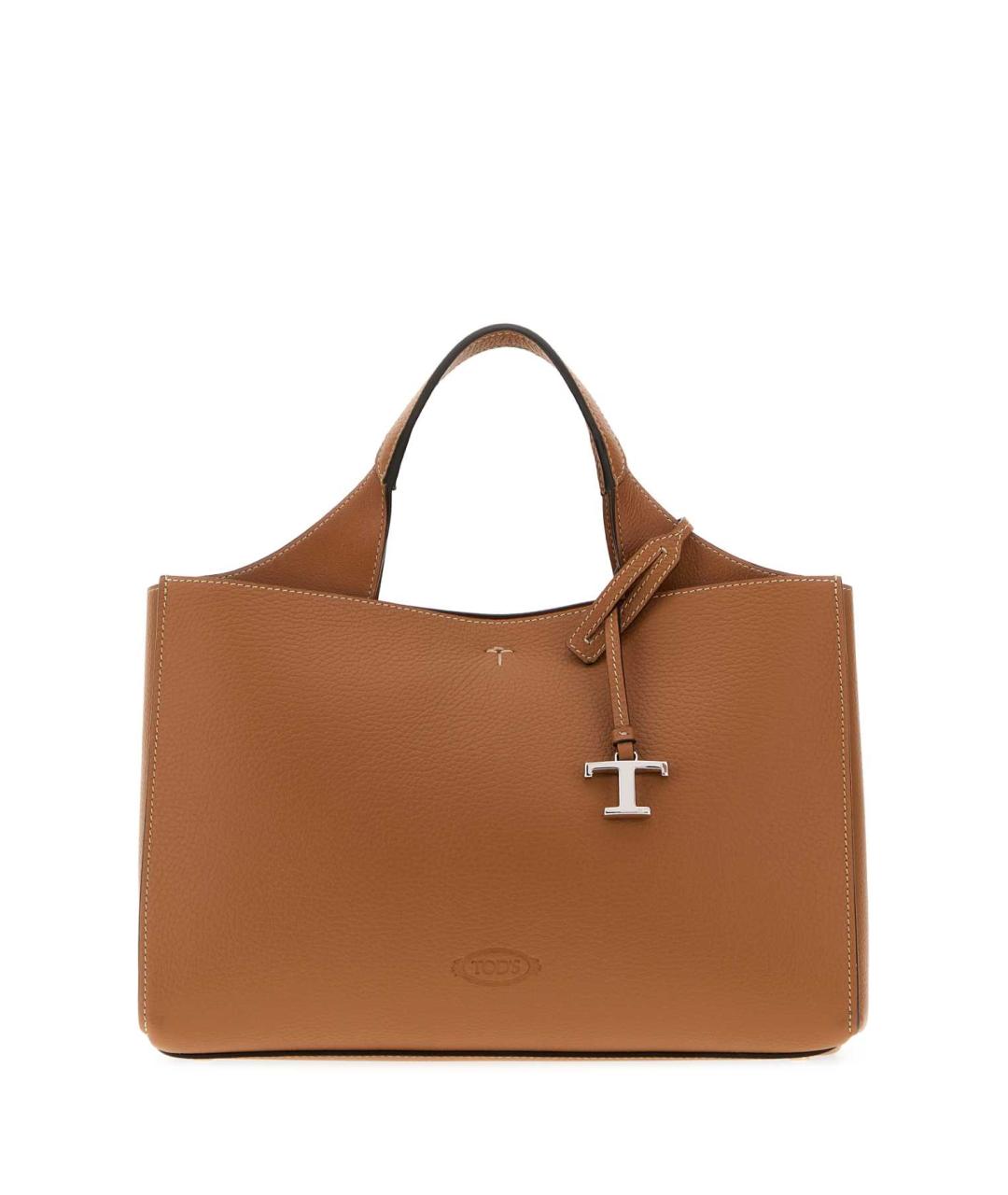 TOD'S Бежевая кожаная сумка с короткими ручками, фото 1