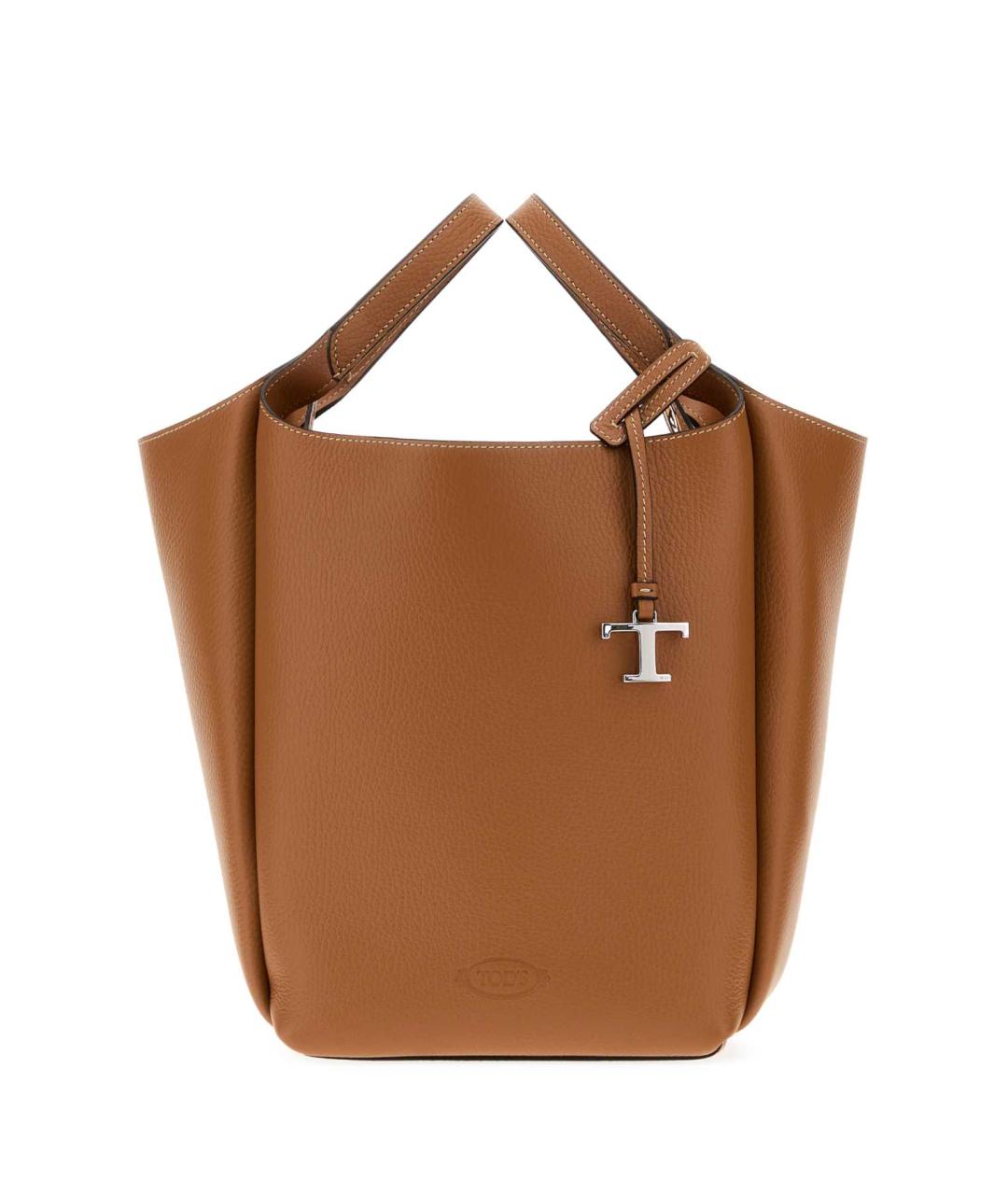 TOD'S Бежевая кожаная сумка с короткими ручками, фото 1