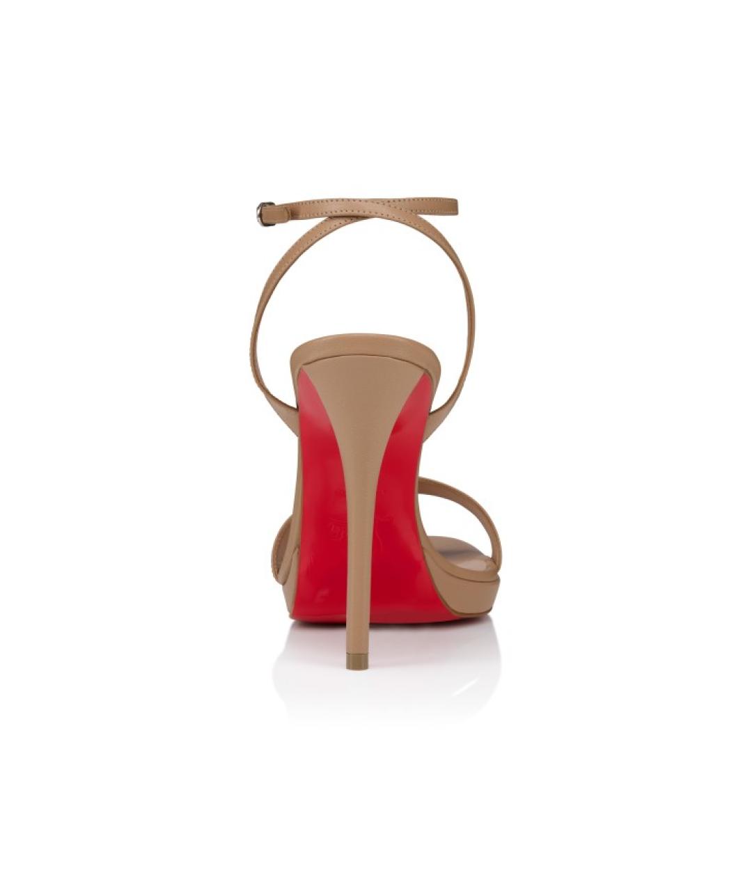 CHRISTIAN LOUBOUTIN Бежевые кожаные босоножки, фото 3
