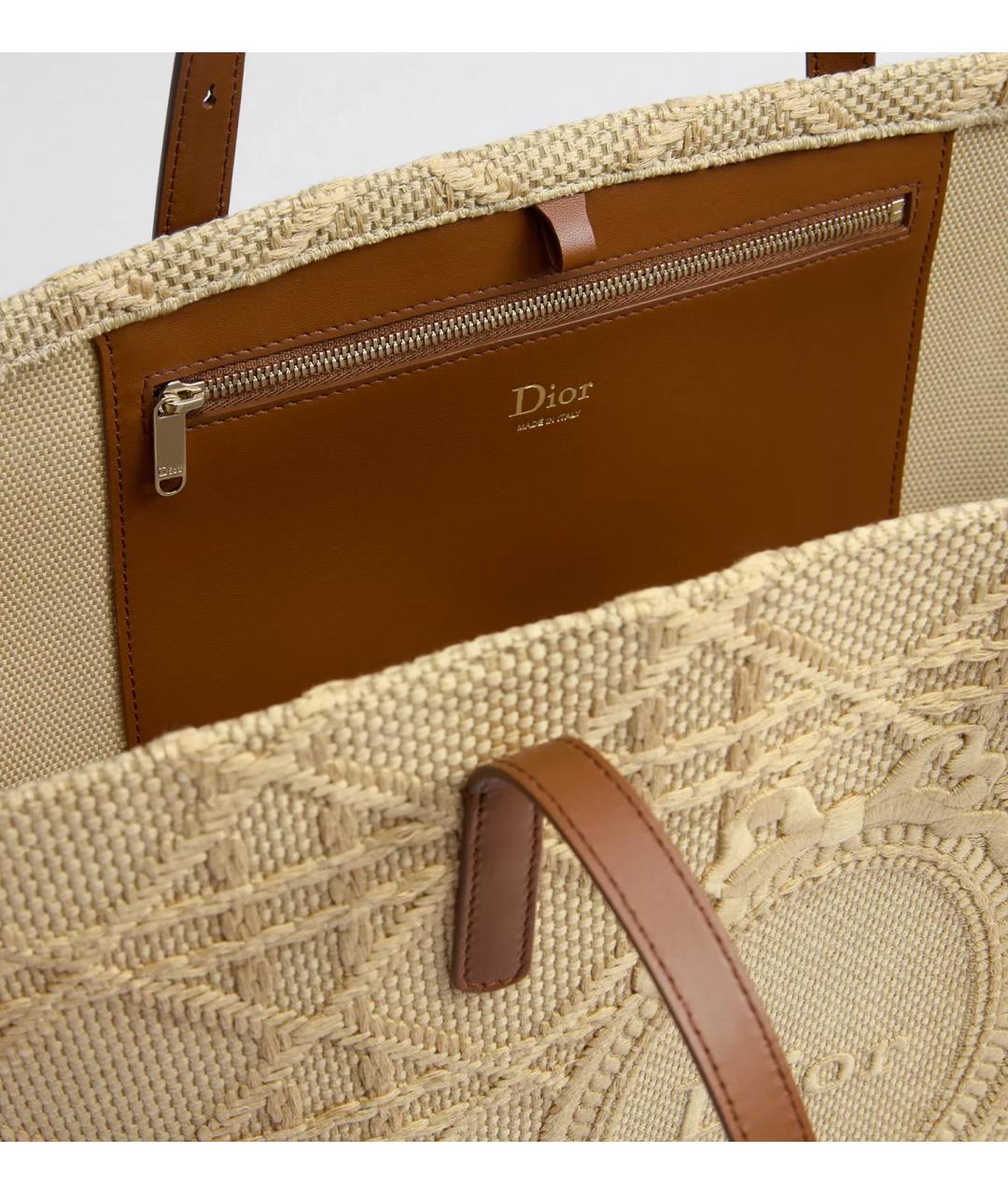 CHRISTIAN DIOR Бежевая плетеная сумка тоут, фото 3