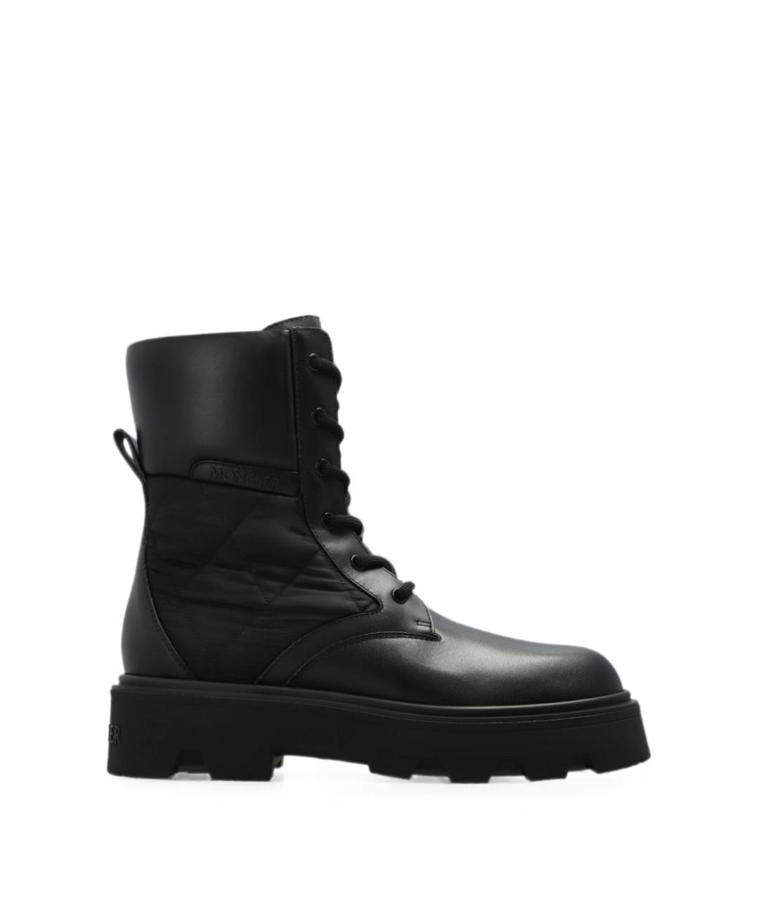MONCLER Черные кожаные ботинки, фото 1