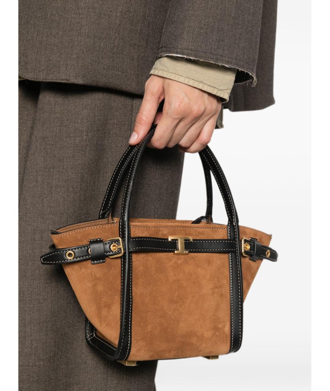 TOD'S Коричневая замшевая сумка тоут, фото 3