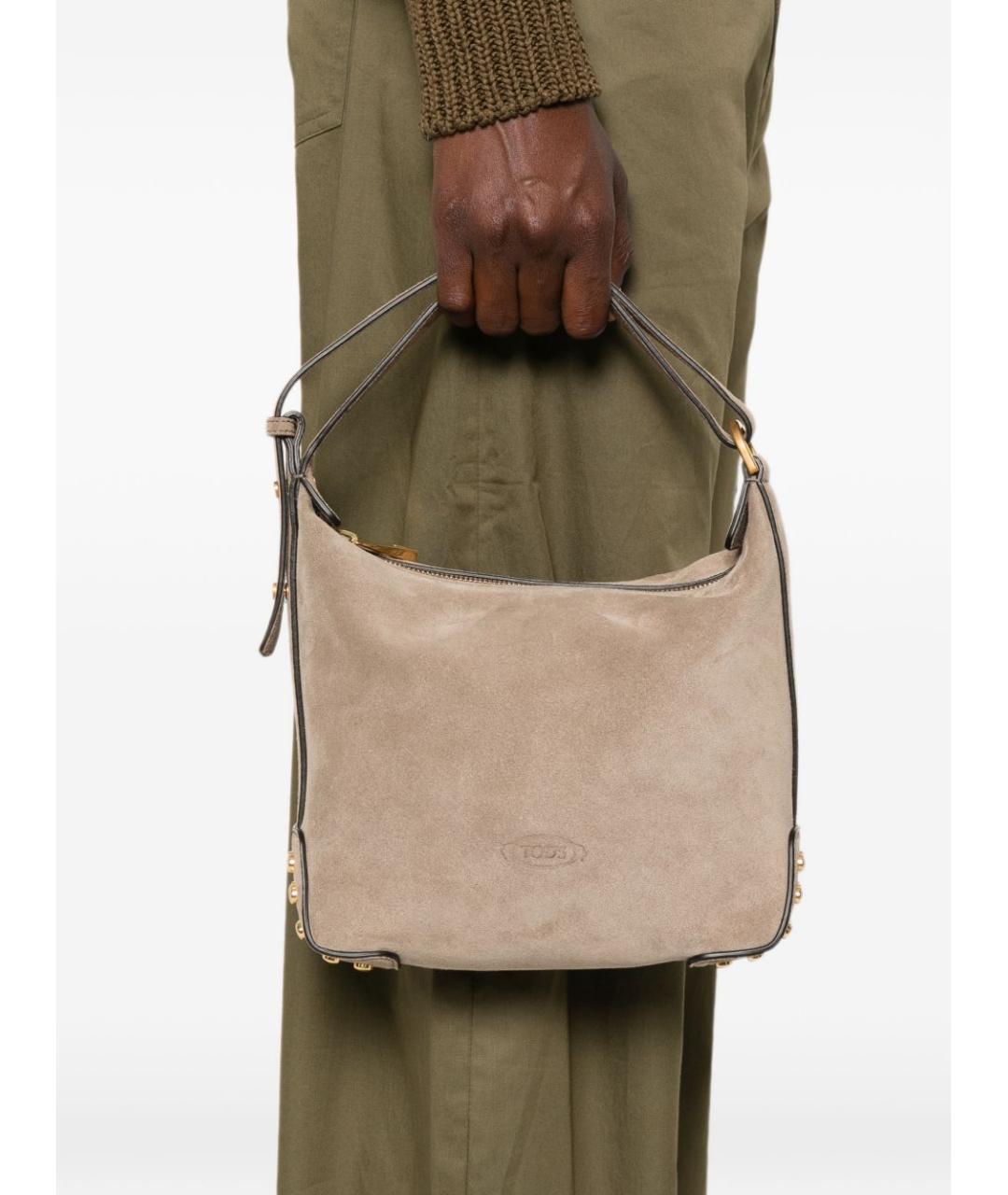 TOD'S Коричневая замшевая сумка с короткими ручками, фото 3