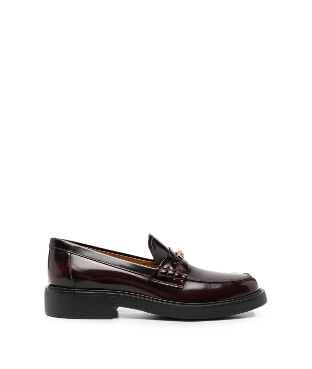TOD'S Бордовые кожаные лоферы, фото 1