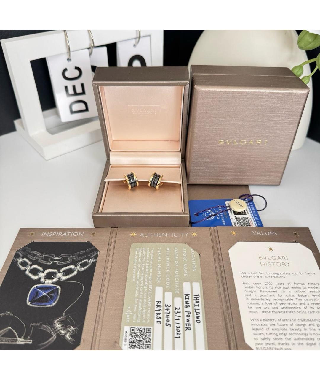 BVLGARI Черные серьги из розового золота, фото 2