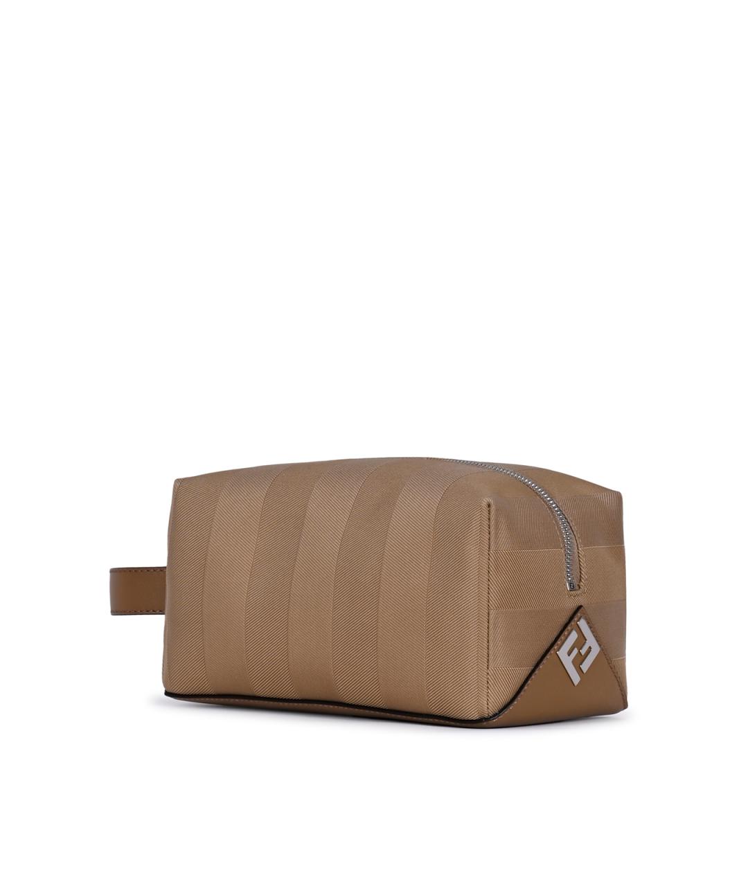FENDI Бежевая тканевая барсетка, фото 3
