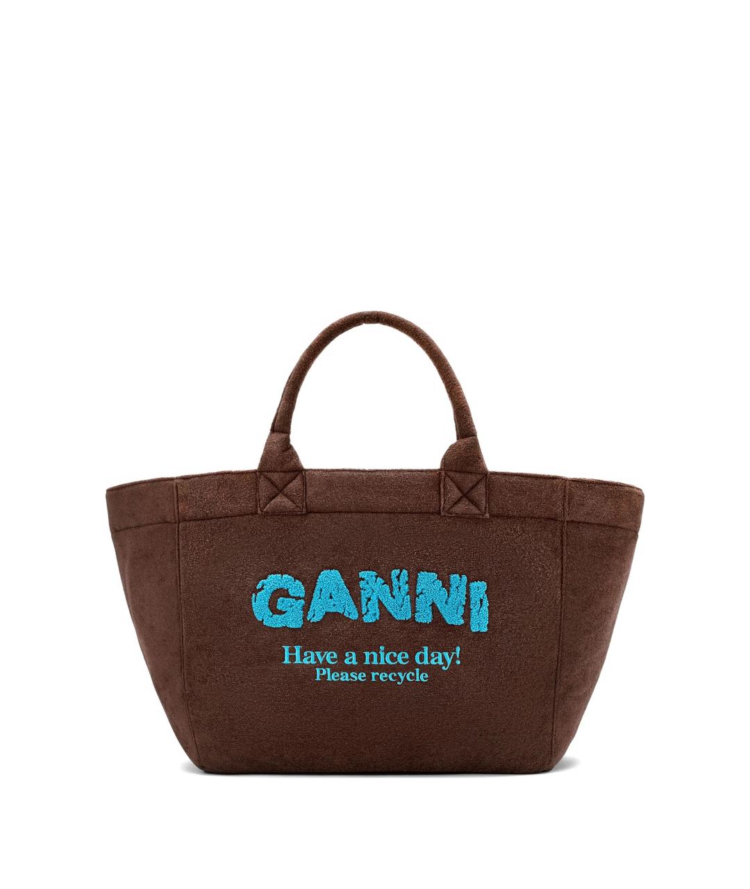 GANNI Коричневая синтетическая сумка тоут, фото 1