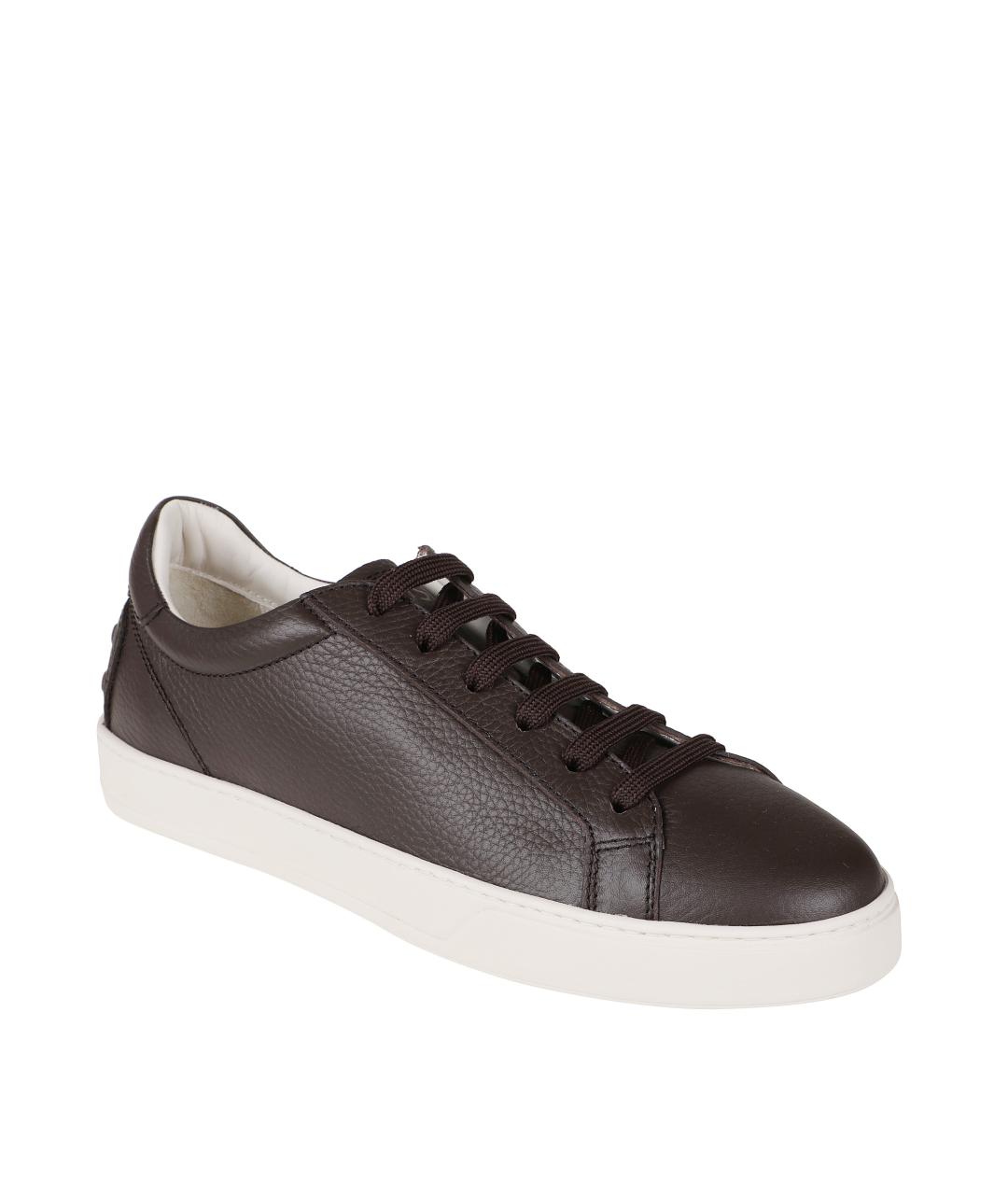 TOD'S Коричневые кожаные низкие кроссовки / кеды, фото 2