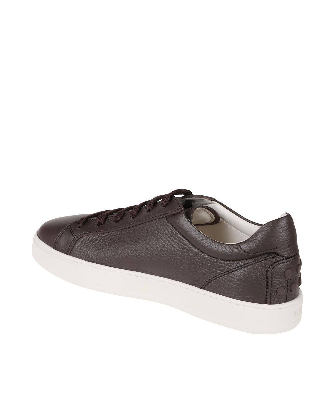 TOD'S Коричневые кожаные низкие кроссовки / кеды, фото 3