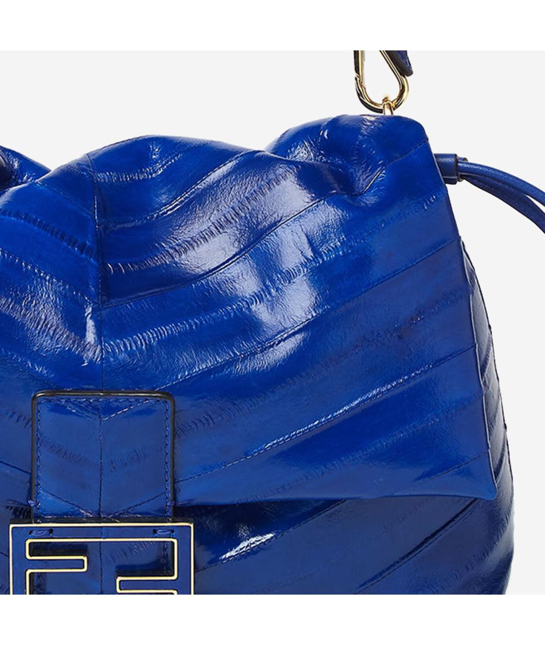 FENDI Синяя сумка через плечо из экзотической кожи, фото 4