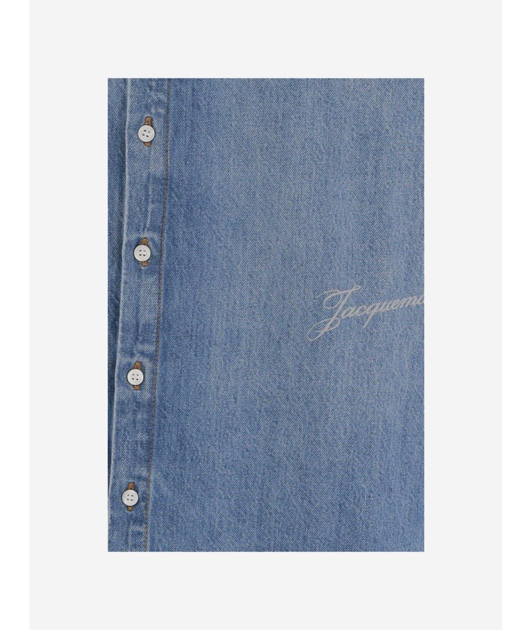 JACQUEMUS Синяя хлопковая кэжуал рубашка, фото 3
