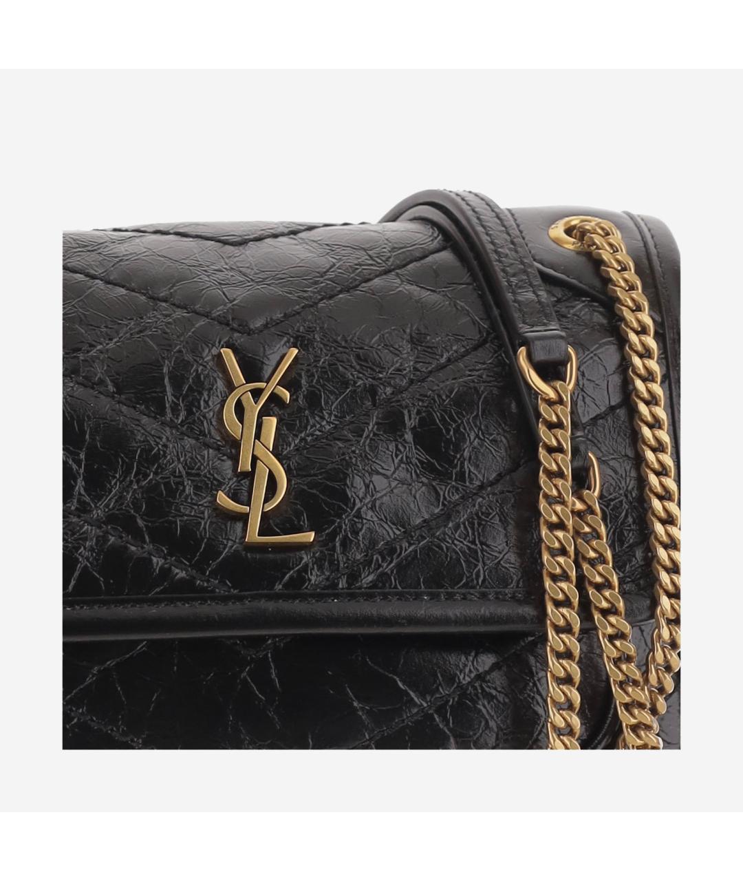 SAINT LAURENT Черная кожаная сумка через плечо, фото 4