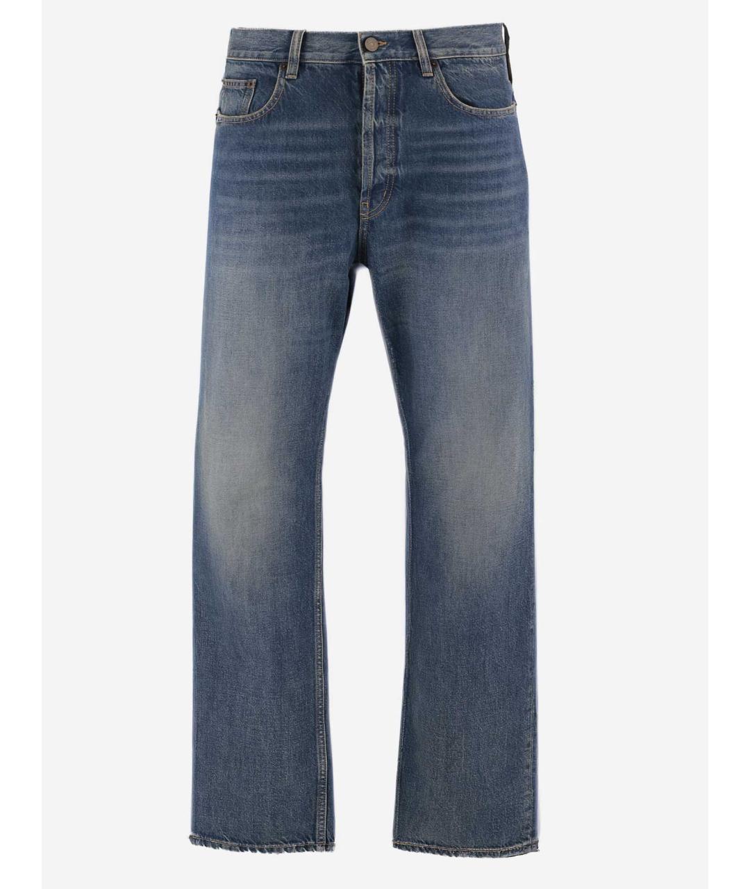 SAINT LAURENT Синие хлопковые прямые джинсы, фото 4