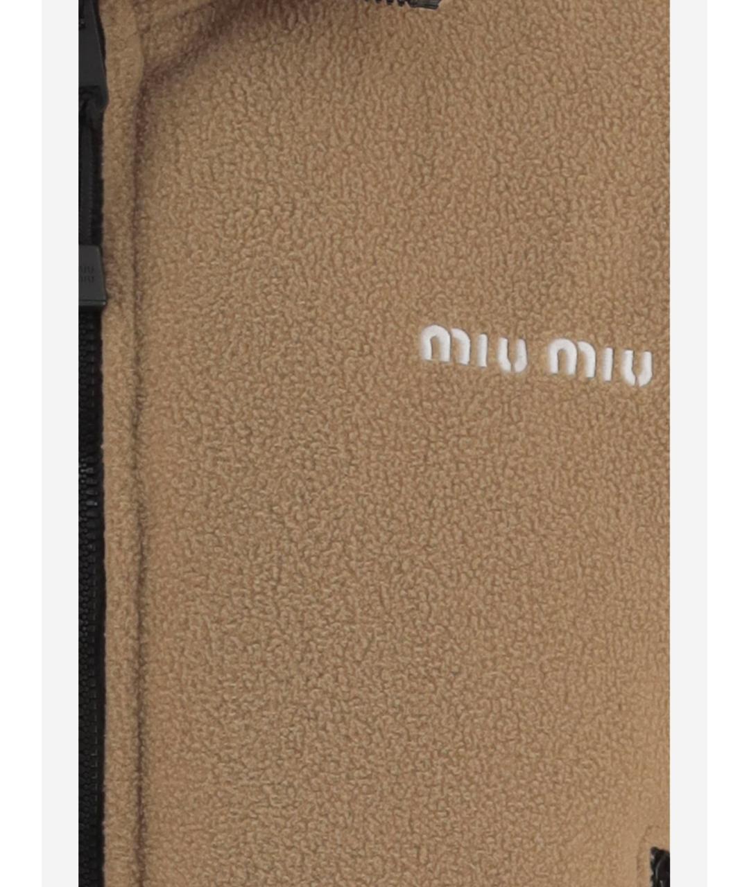 MIU MIU Бежевая полиэстеровая куртка, фото 3