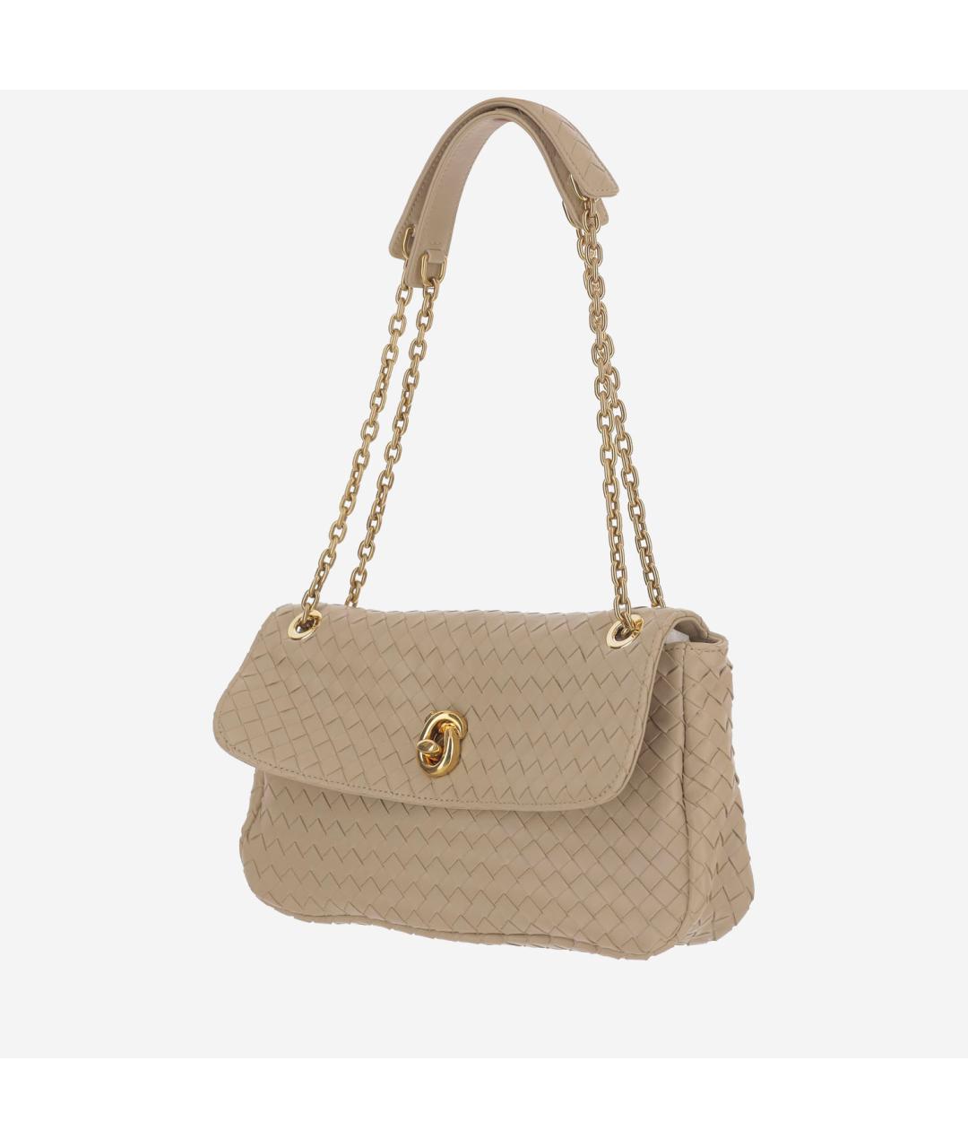 BOTTEGA VENETA Бежевая кожаная сумка через плечо, фото 2