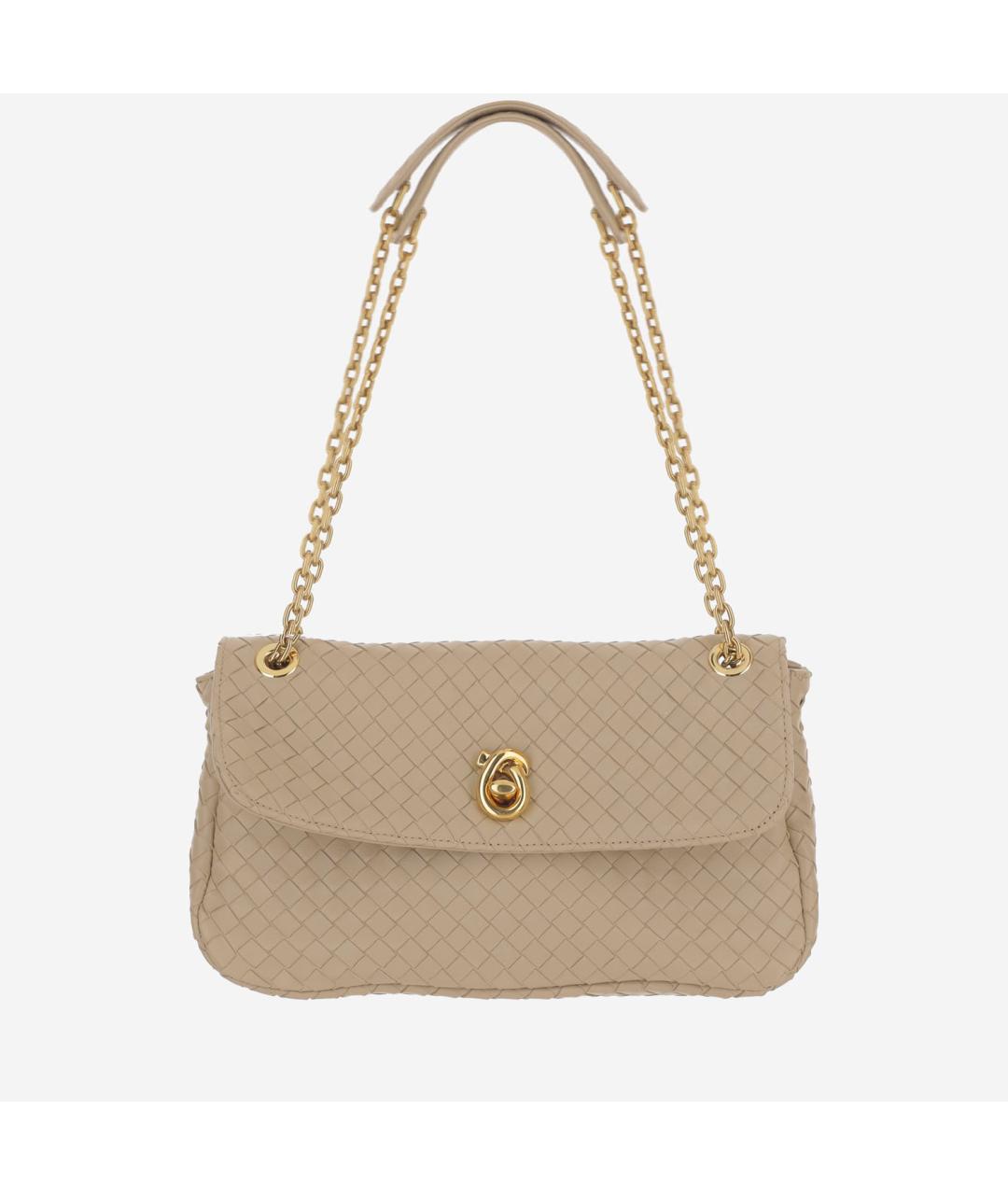 BOTTEGA VENETA Бежевая кожаная сумка через плечо, фото 5