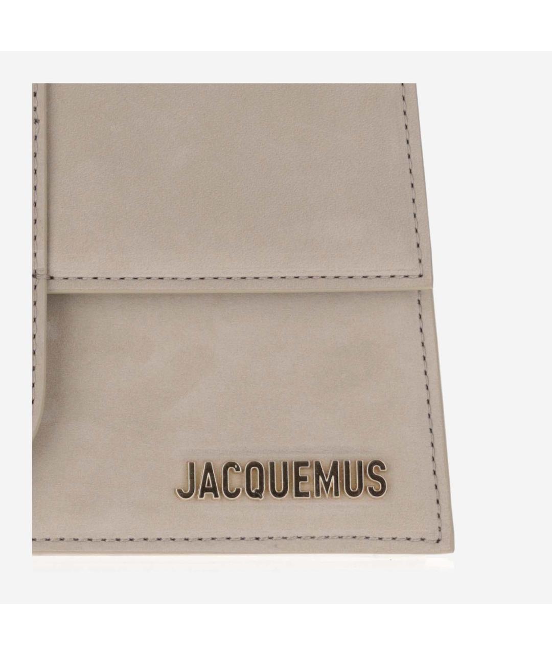 JACQUEMUS Бежевая кожаная сумка с короткими ручками, фото 4