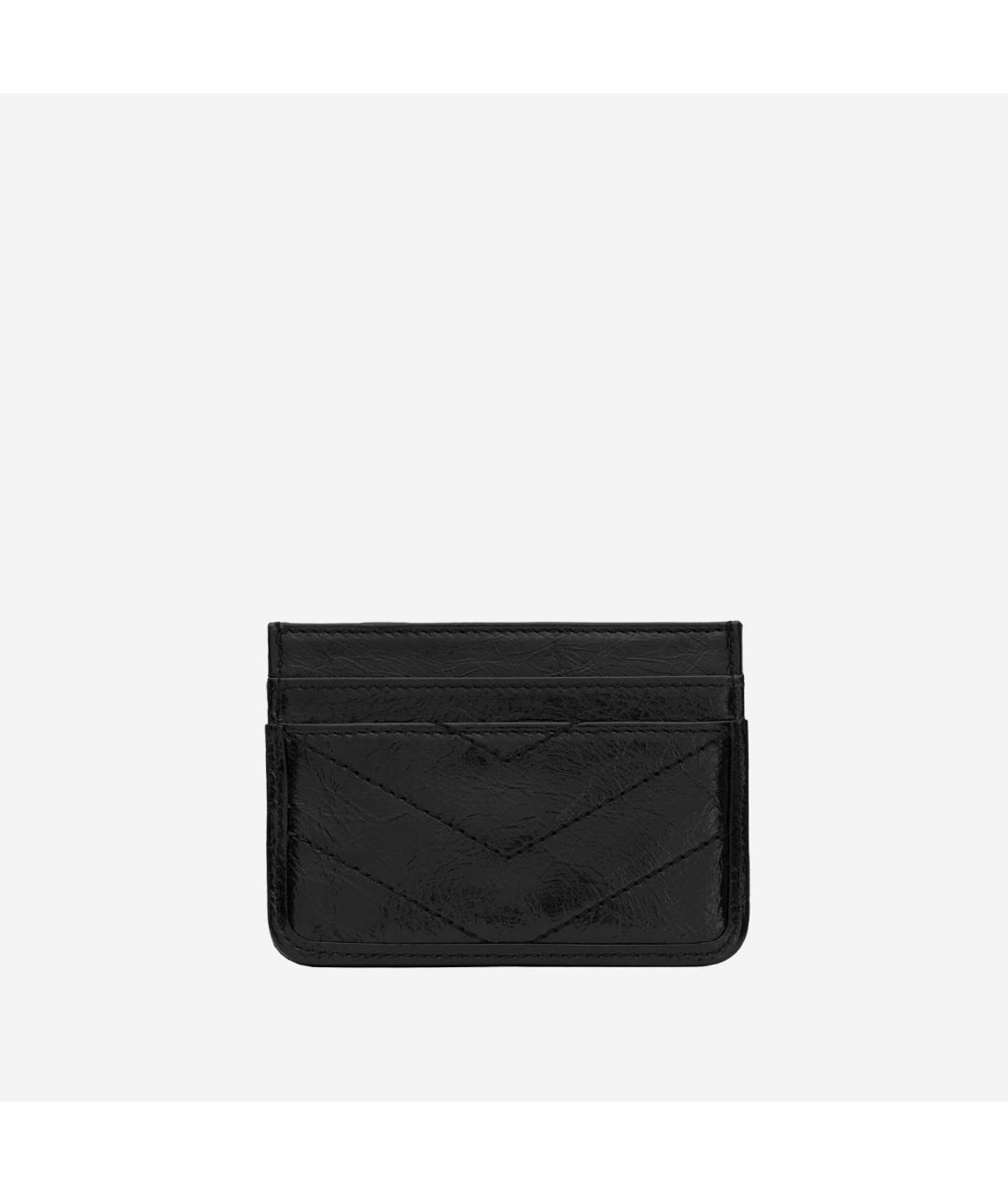 SAINT LAURENT Черный кожаный кардхолдер, фото 2