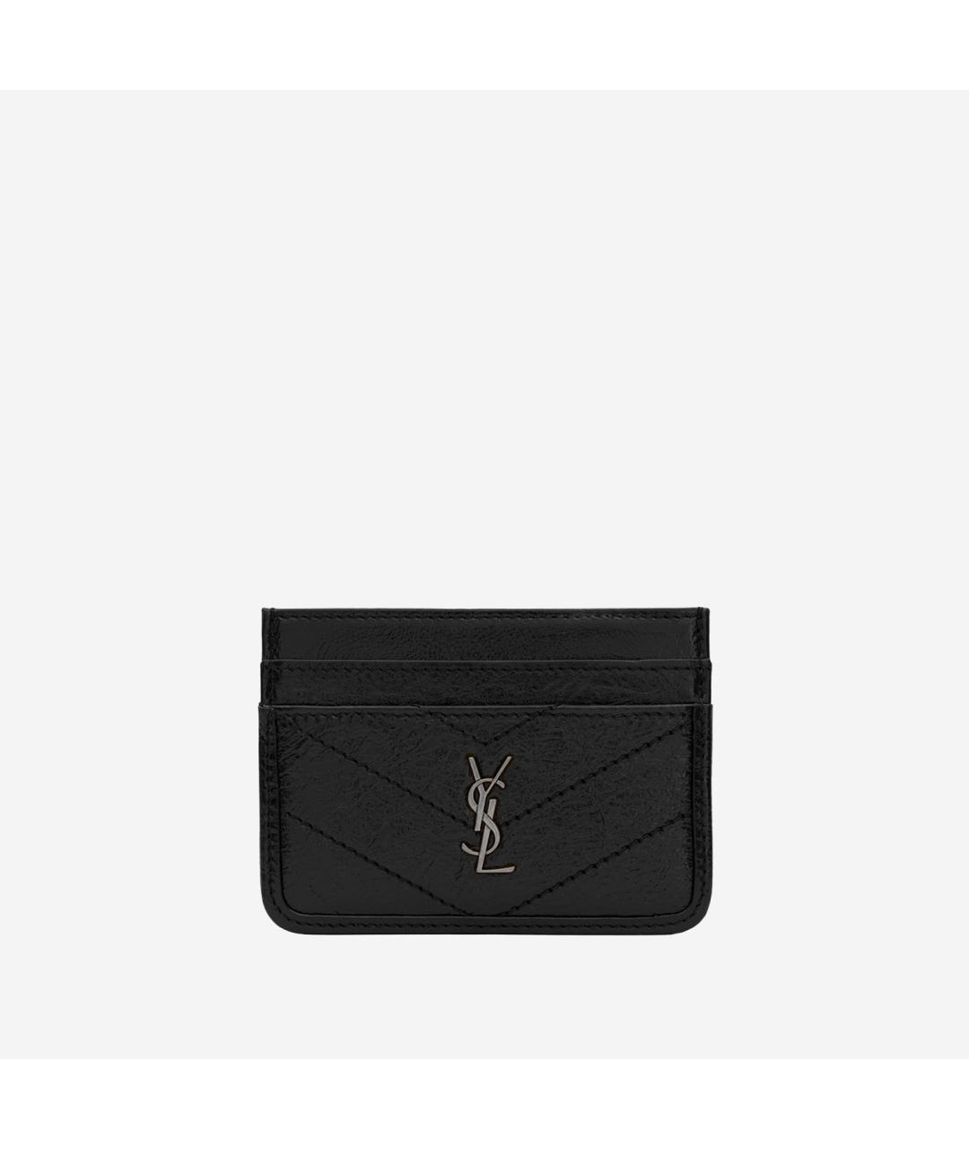 SAINT LAURENT Черный кожаный кардхолдер, фото 4