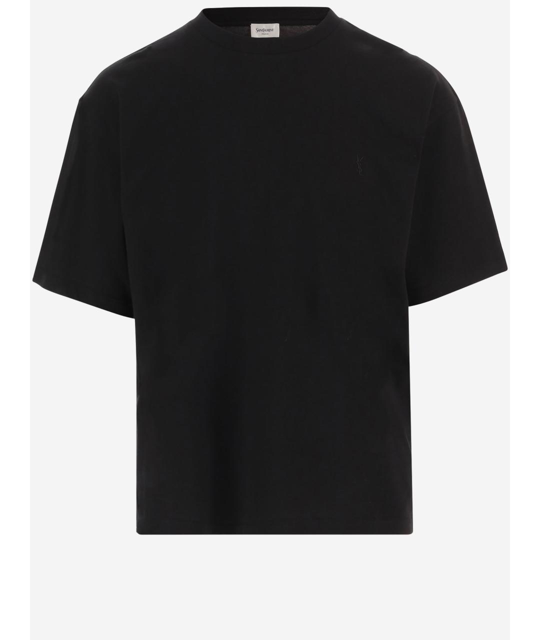 SAINT LAURENT Черная хлопковая футболка, фото 4