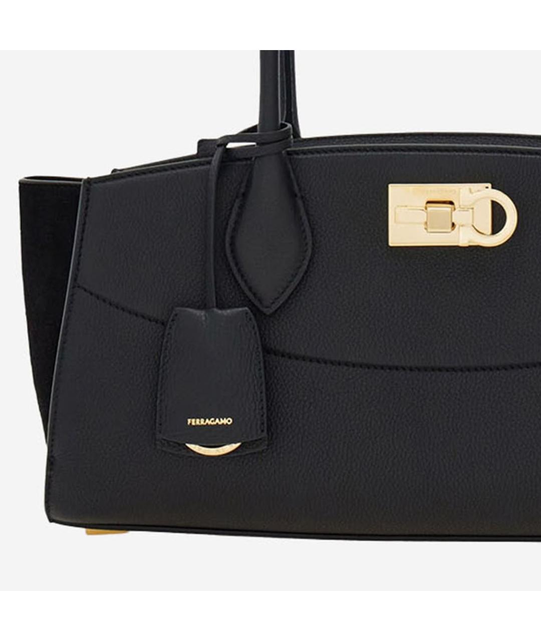 FERRAGAMO Черная кожаная сумка через плечо, фото 4