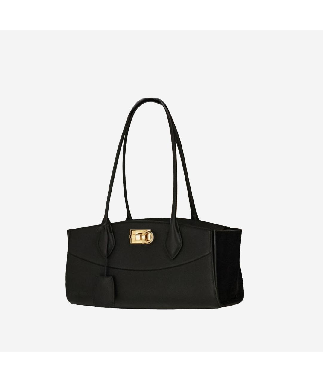 FERRAGAMO Черная кожаная сумка через плечо, фото 2