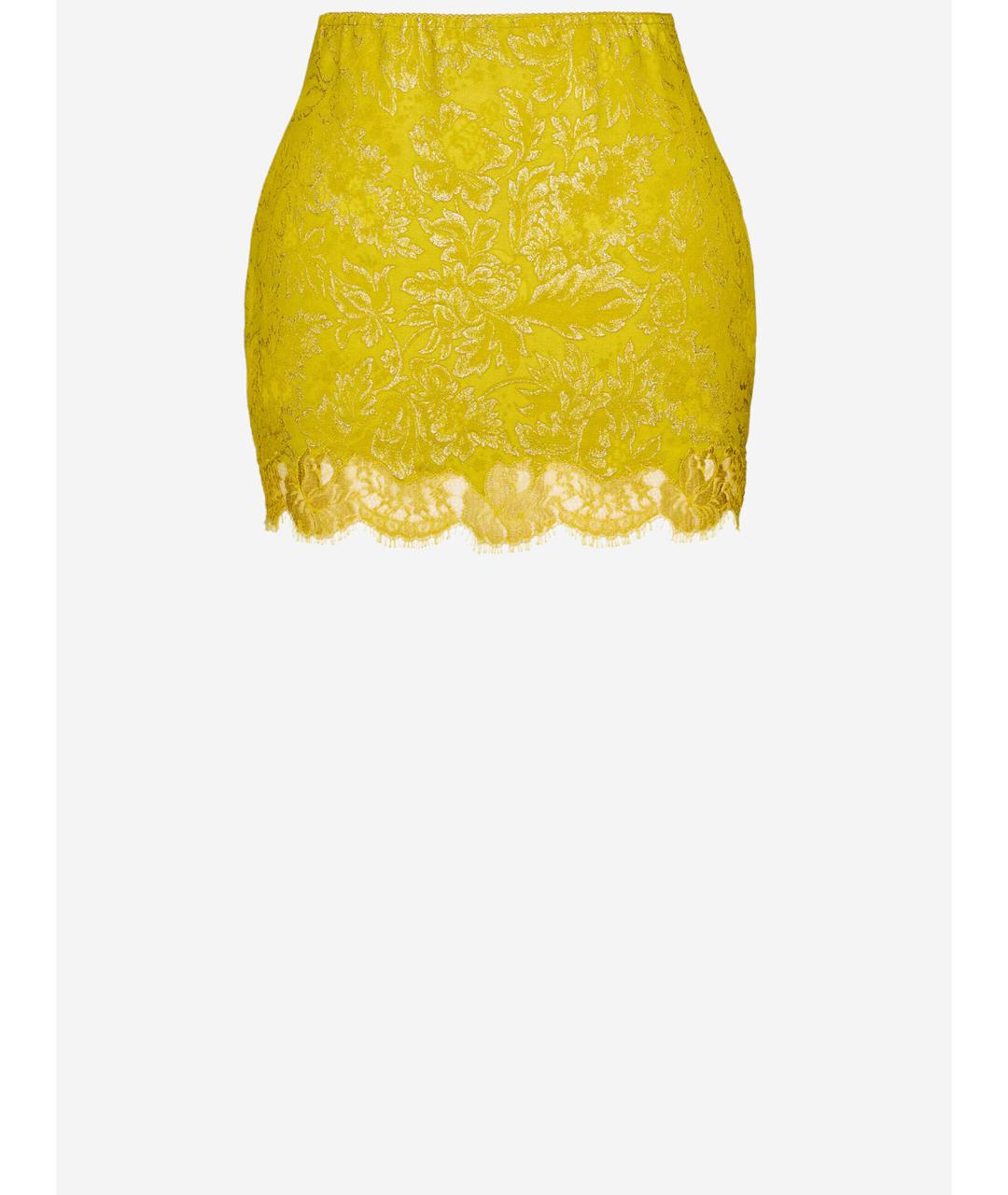 SAINT LAURENT Желтая хлопковая юбка мини, фото 4