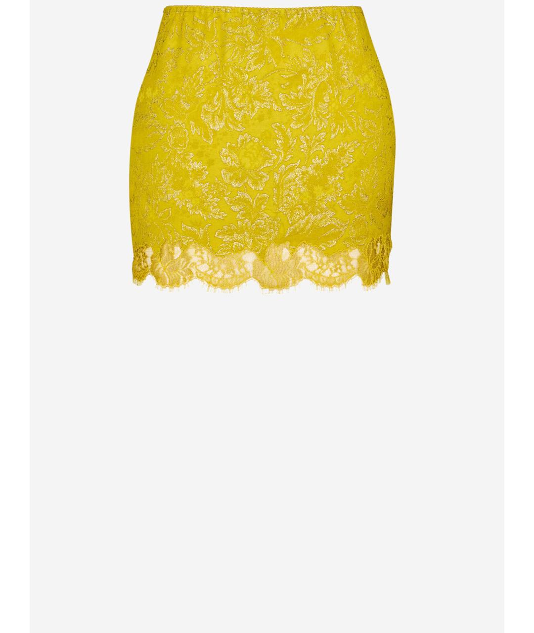 SAINT LAURENT Желтая хлопковая юбка мини, фото 2