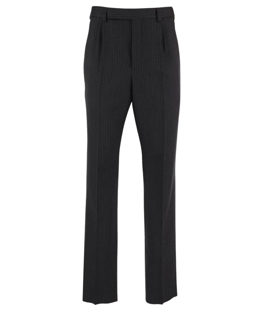 SAINT LAURENT Серые шерстяные классические брюки, фото 1