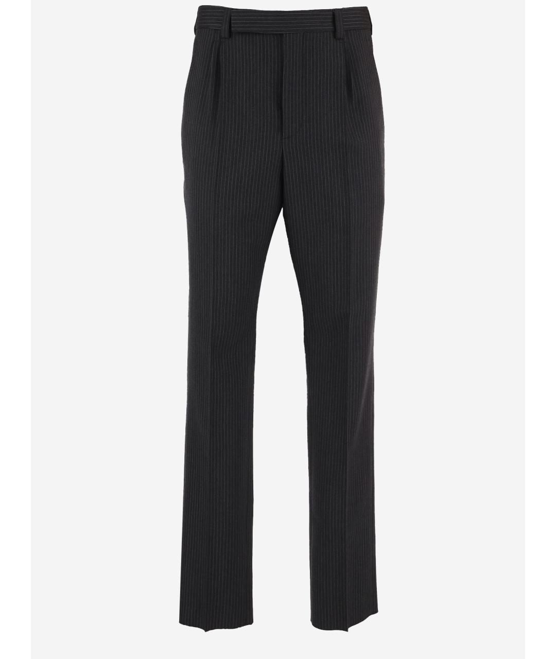 SAINT LAURENT Серые шерстяные классические брюки, фото 4