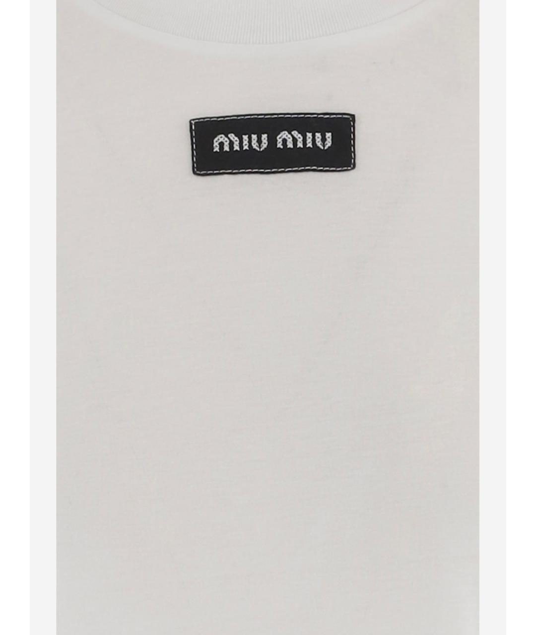 MIU MIU Белая хлопковая футболка, фото 3