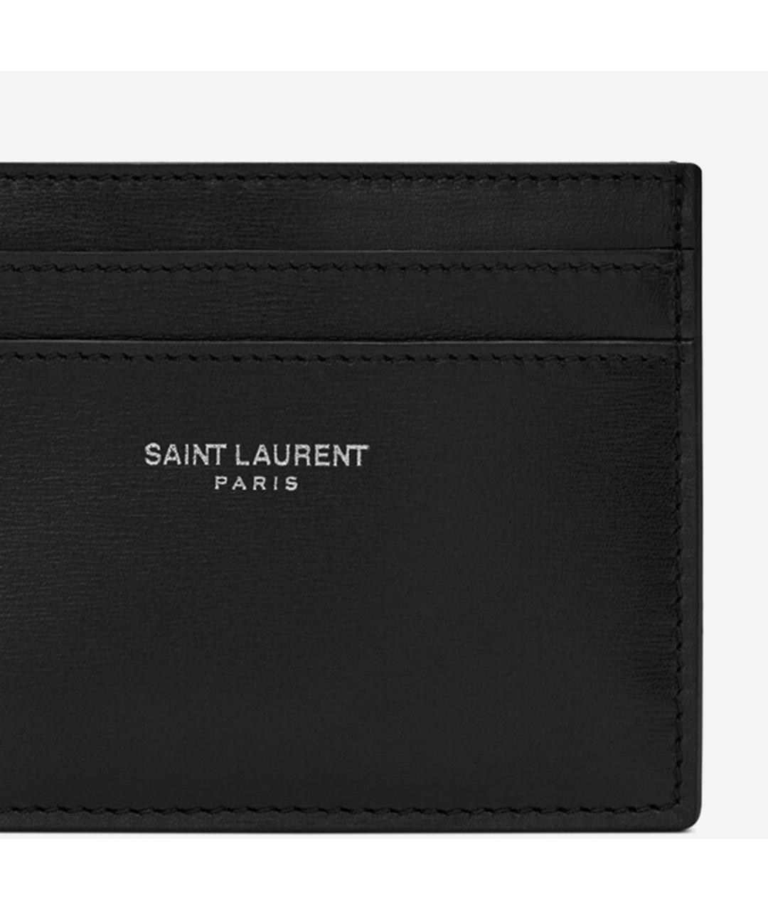 SAINT LAURENT Черный кожаный кардхолдер, фото 3