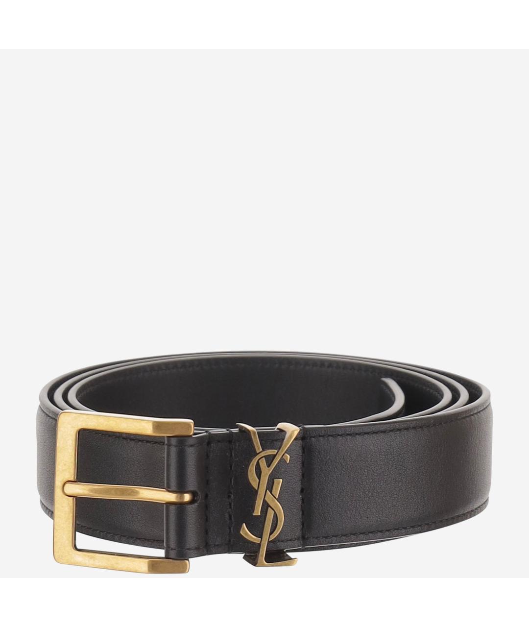 SAINT LAURENT Черный кожаный ремень, фото 4