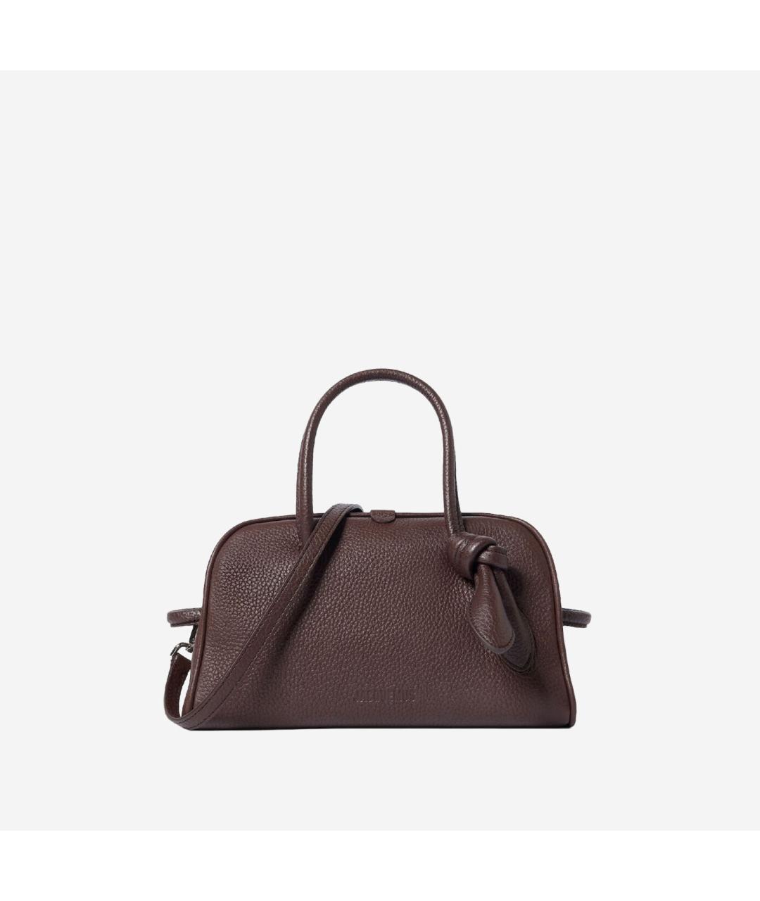 JACQUEMUS Коричневая кожаная сумка с короткими ручками, фото 5