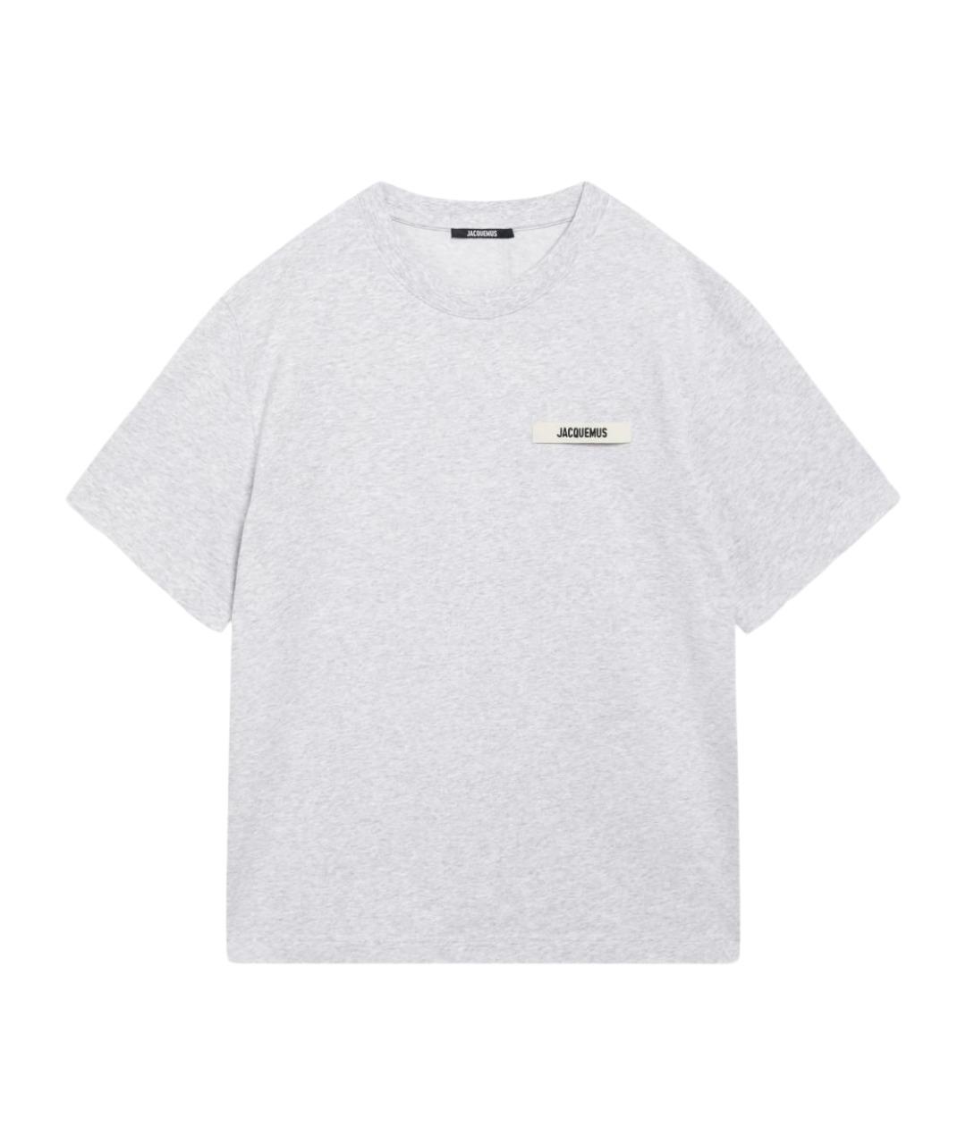 JACQUEMUS Серая хлопковая футболка, фото 1